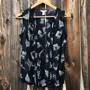 Banana Republic Parisienne Print Sleeveless Blouse XS